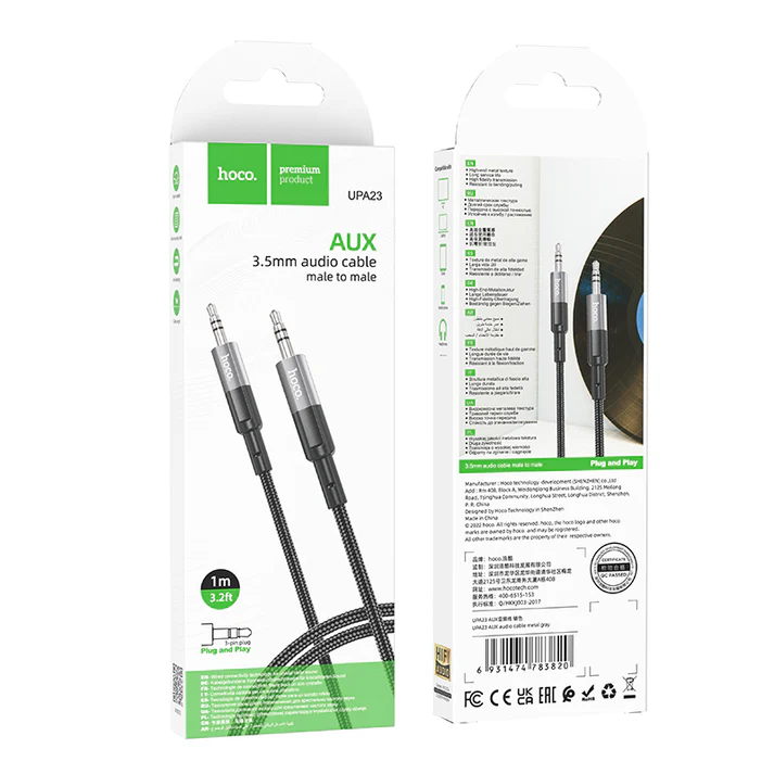 AUX cable 3.5mm Male To Male Hoco UPA23 (1M) - Image 3