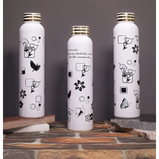 Premium Quality Flower Printed Round Shape BPA Free 1000ML Water Bottle