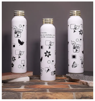 Premium Quality Flower Printed Round Shape BPA Free 1000ML Water Bottle