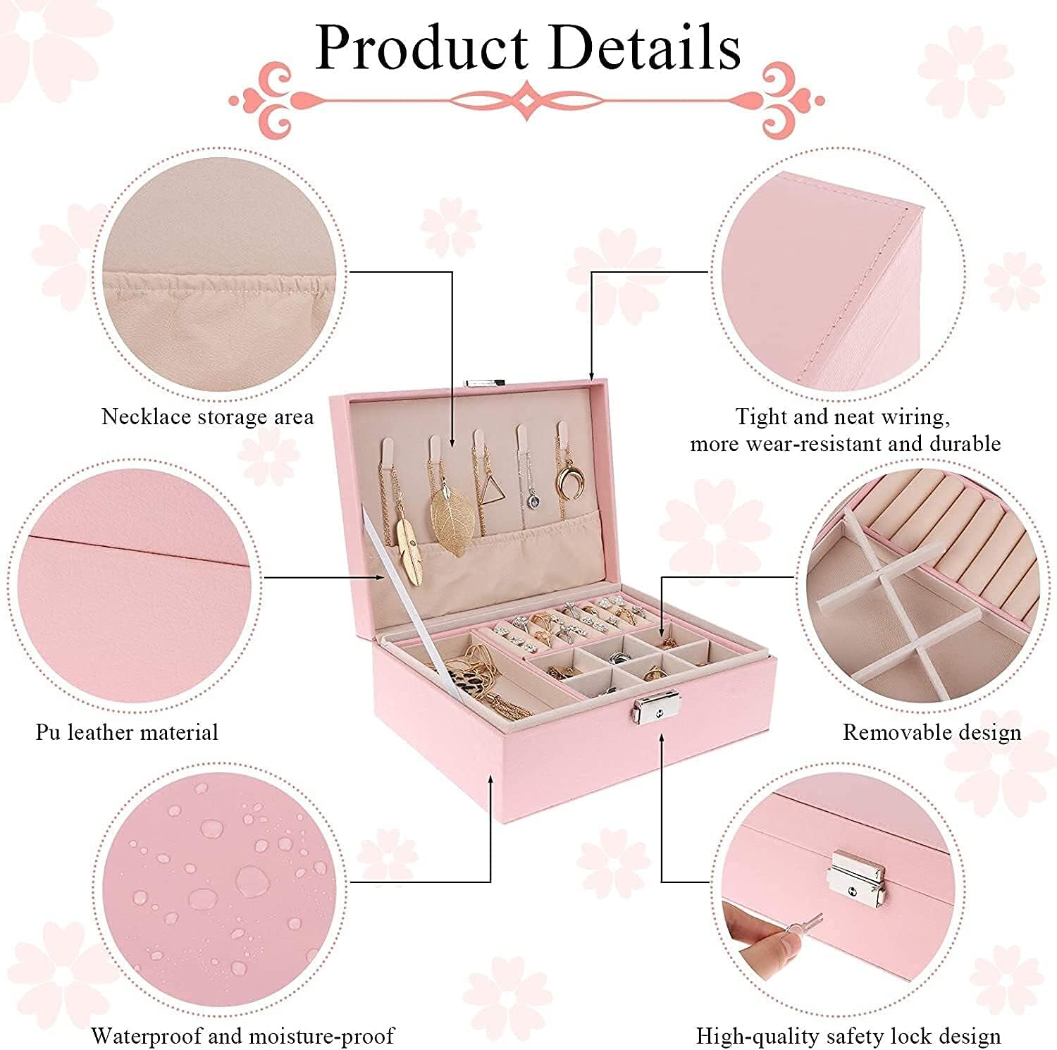 Double Layer Jewelry Storage Box With Lock For Rings, Necklace, Bangles And Ear Rings - Image 3