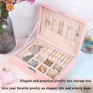 Double Layer Jewelry Storage Box With Lock For Rings, Necklace, Bangles And Ear Rings
