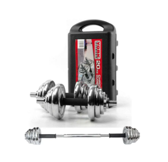 York 20Kg Adjustable Dumbbell Set - With 12inch Barbell Connector