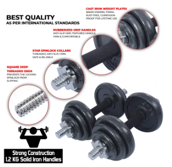 York 20Kg Adjustable Dumbbell Set - With 12inch Barbell Connector - Image 2