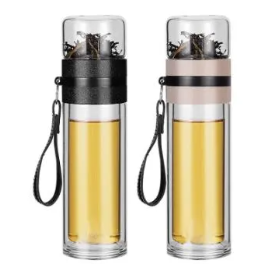 Glass Water Bottle Tea And Water Separation Tea Bottle Mug Cup with Tea Infuser