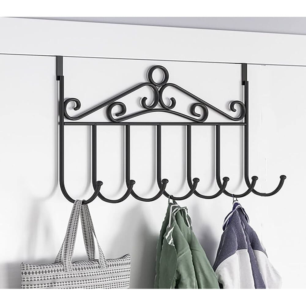 ( Pack Of 2 ) Black Creative Iron Door Hanging Hook Wall Clothes Hanger Rack