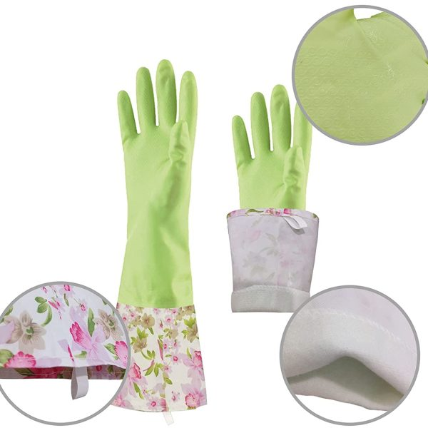 Pair of 2 Waterproof Dish Washing And Cleaning Gloves – Fur Inside - Image 2