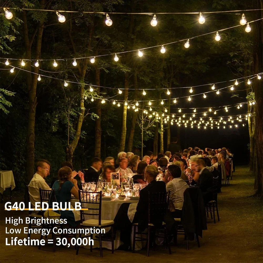 Outdoor String Lights G40 Globe Outdoor Lights with 25 Waterproof Shatterproof LED Filament Bulbs - Image 2